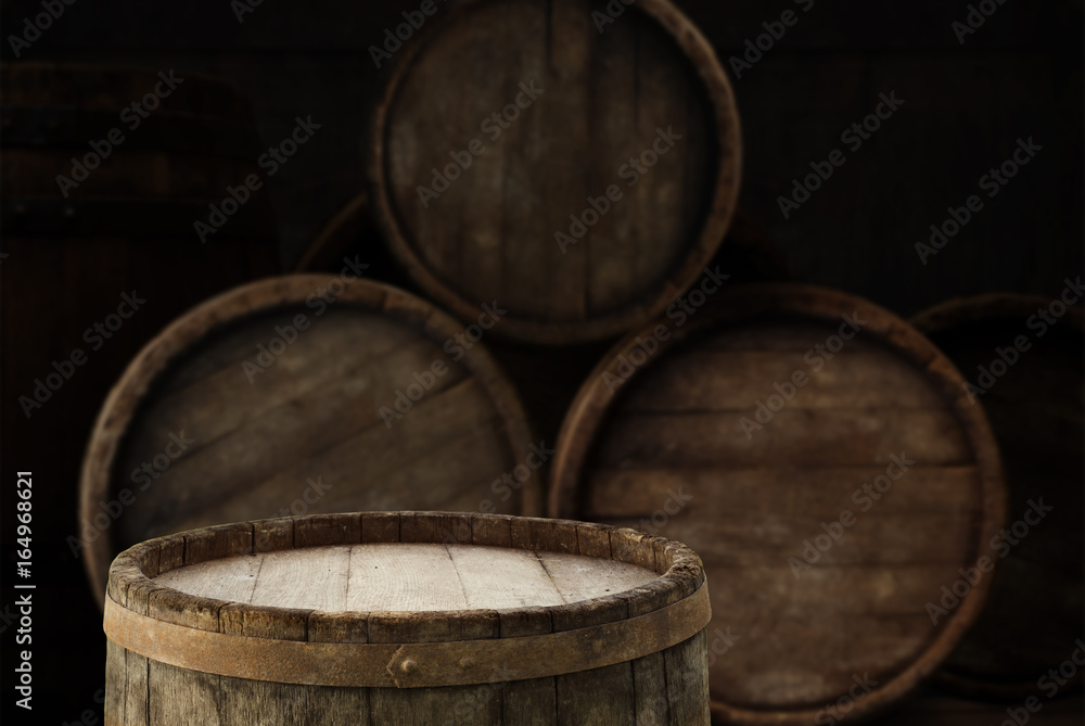 Fototapeta premium Wooden oak barrel isolated on white background