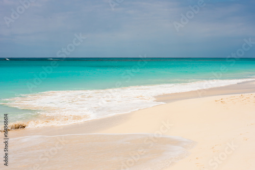 Sandy beach Playa Paradise of the island of Cayo Largo, Cuba. Copy space for text. © ggfoto