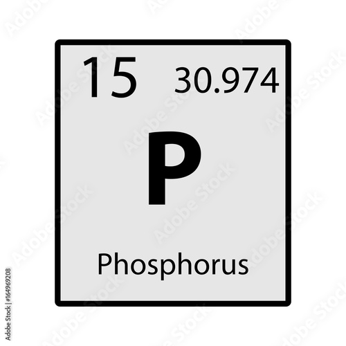Phosphorus periodic table element gray icon on white background vector