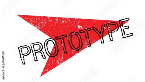 Prototype rubber stamp. Grunge design with dust scratches. Effects can be easily removed for a clean, crisp look. Color is easily changed.