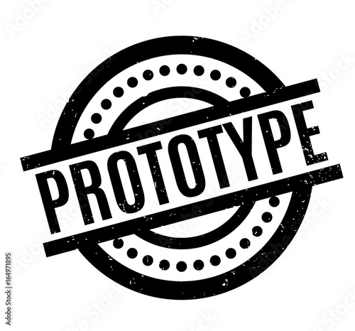 Prototype rubber stamp. Grunge design with dust scratches. Effects can be easily removed for a clean, crisp look. Color is easily changed.