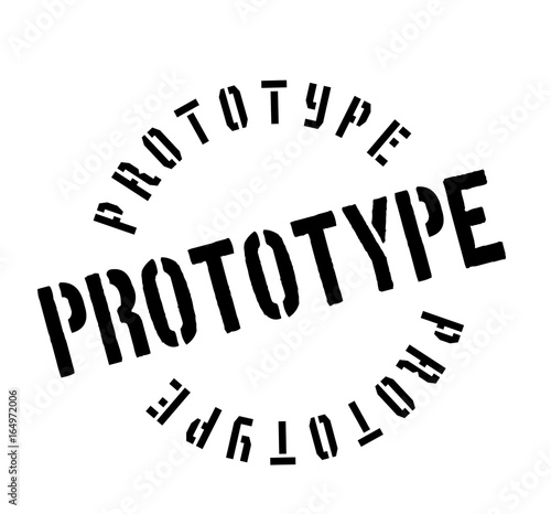 Prototype rubber stamp. Grunge design with dust scratches. Effects can be easily removed for a clean, crisp look. Color is easily changed.