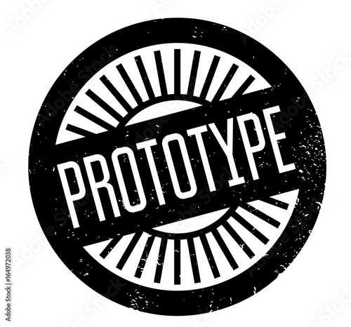 Prototype rubber stamp. Grunge design with dust scratches. Effects can be easily removed for a clean, crisp look. Color is easily changed.