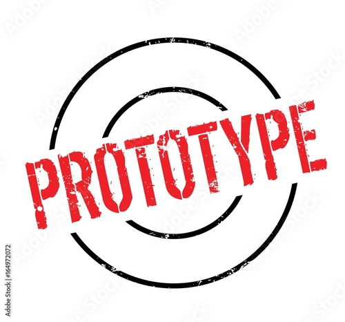 Prototype rubber stamp. Grunge design with dust scratches. Effects can be easily removed for a clean, crisp look. Color is easily changed.