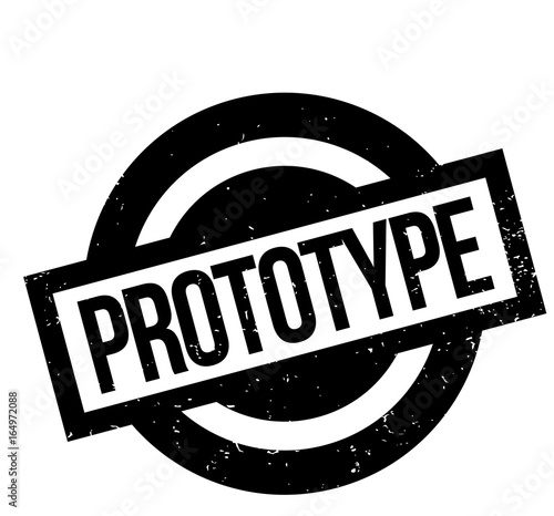 Prototype rubber stamp. Grunge design with dust scratches. Effects can be easily removed for a clean, crisp look. Color is easily changed.