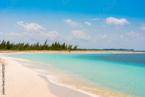 Fototapeta Naklejka Na Ścianę i Meble -  Sandy beach Playa Paradise of the island of Cayo Largo, Cuba. Copy space for text.
