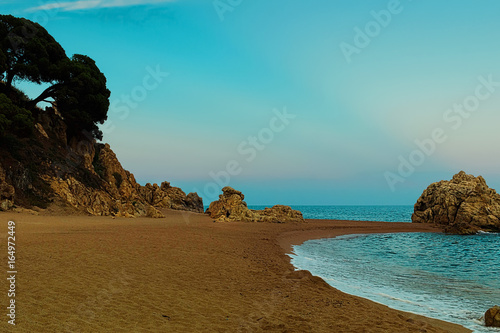 Mediterranean beach near Calella at the Costa Brava, Spain.