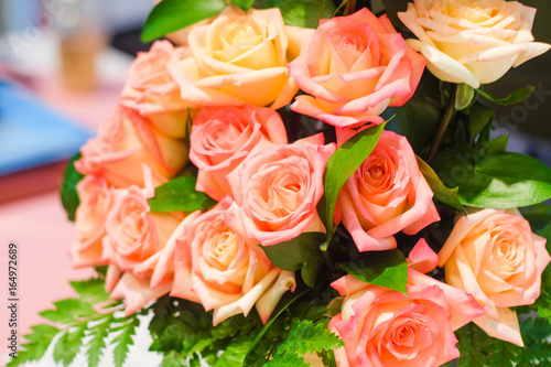 colorful flower bouquet from vintage group of rose background