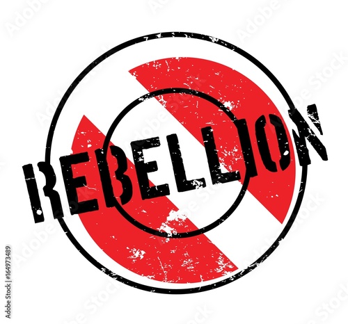 Rebellion rubber stamp. Grunge design with dust scratches. Effects can be easily removed for a clean, crisp look. Color is easily changed.
