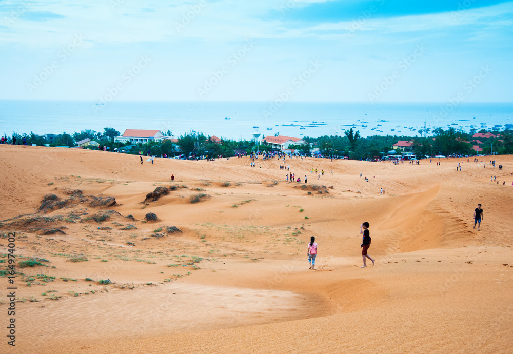 The whole scene of sand dunes in Mui Ne, Phan Thiet, Vietnam.