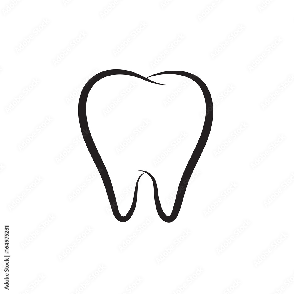 Tooth flat vector icon, tooth silhouette Tooth flat vector icon, tooth silhouette