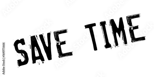Save Time rubber stamp. Grunge design with dust scratches. Effects can be easily removed for a clean, crisp look. Color is easily changed.