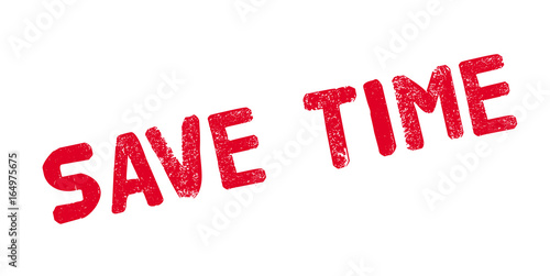 Save Time rubber stamp. Grunge design with dust scratches. Effects can be easily removed for a clean, crisp look. Color is easily changed.