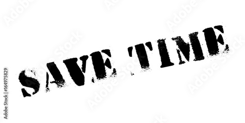 Save Time rubber stamp. Grunge design with dust scratches. Effects can be easily removed for a clean, crisp look. Color is easily changed.