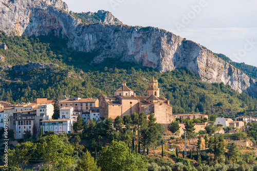 View of the city and church Parroquia Sant Jaume, Tivissa, Tarragona, Catalunya, Spain. photo