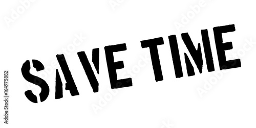 Save Time rubber stamp. Grunge design with dust scratches. Effects can be easily removed for a clean, crisp look. Color is easily changed.