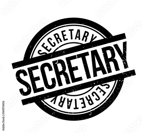 Secretary rubber stamp. Grunge design with dust scratches. Effects can be easily removed for a clean, crisp look. Color is easily changed.