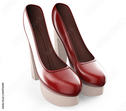 A pair of red color women's high-heel shoes 3d illustration