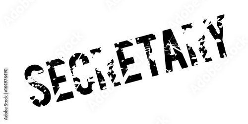 Secretary rubber stamp. Grunge design with dust scratches. Effects can be easily removed for a clean, crisp look. Color is easily changed.