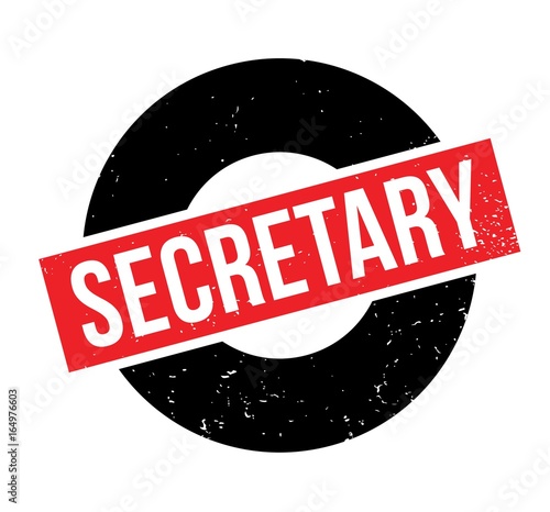 Secretary rubber stamp. Grunge design with dust scratches. Effects can be easily removed for a clean, crisp look. Color is easily changed.
