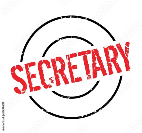 Secretary rubber stamp. Grunge design with dust scratches. Effects can be easily removed for a clean, crisp look. Color is easily changed.