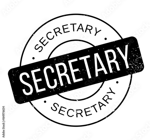 Secretary rubber stamp. Grunge design with dust scratches. Effects can be easily removed for a clean, crisp look. Color is easily changed.