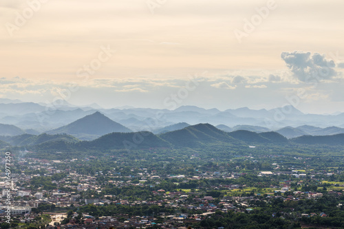 Beautiful landscape of Sunset, sky and cloudy view from top mountain Name is Phu Bo Bit, Loei, Thailand