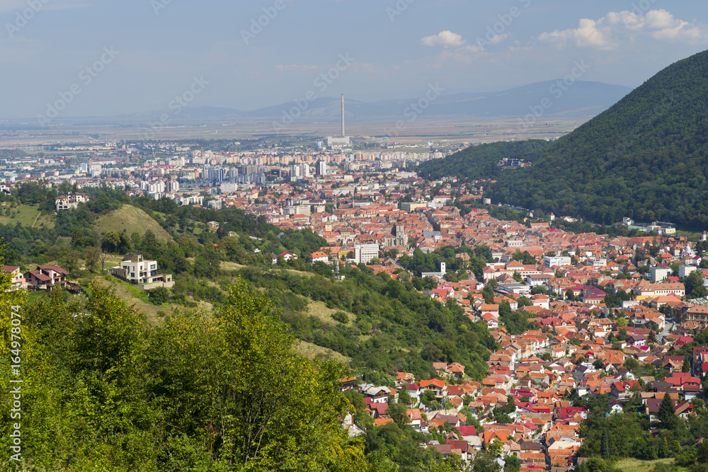Aerial view of old part of Brasov, Romania