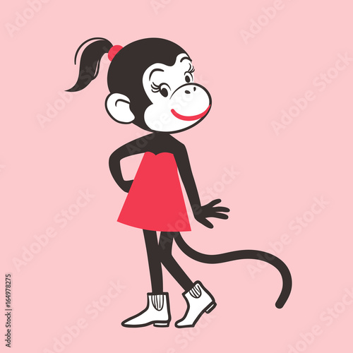 Fashion monkey girl cartoon