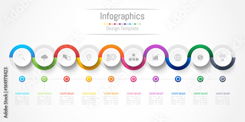 Infographic design elements for your business with 10 options, parts, steps or processes, Vector Illustration.
