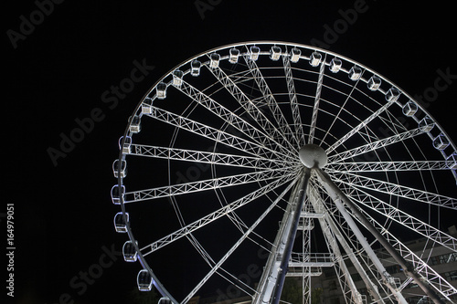 Ferris wheel called Budapest eye in Budapest. Budapest Eye Hungary  black and white photosbudapestbudapest eyecloudyferris wheelhungaryovercast