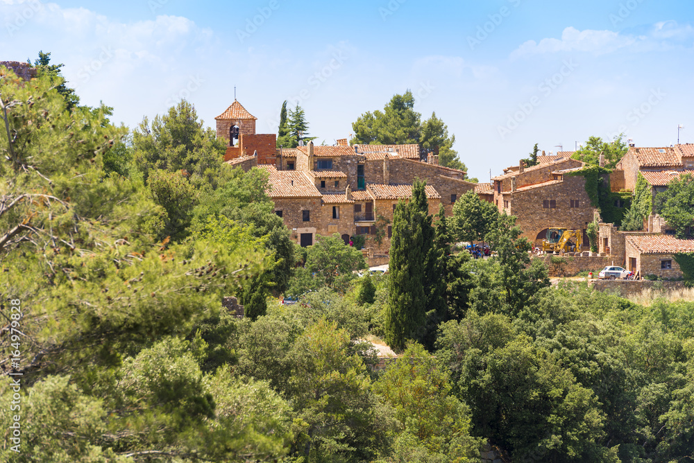View of the village Siurana de Prades, Tarragona, Catalunya, Spain. Copy space for text.