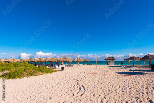Photography View of the sandy beach in Varadero, Matanzas, Cuba