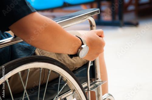 Patient using a wheelchair in the hospital