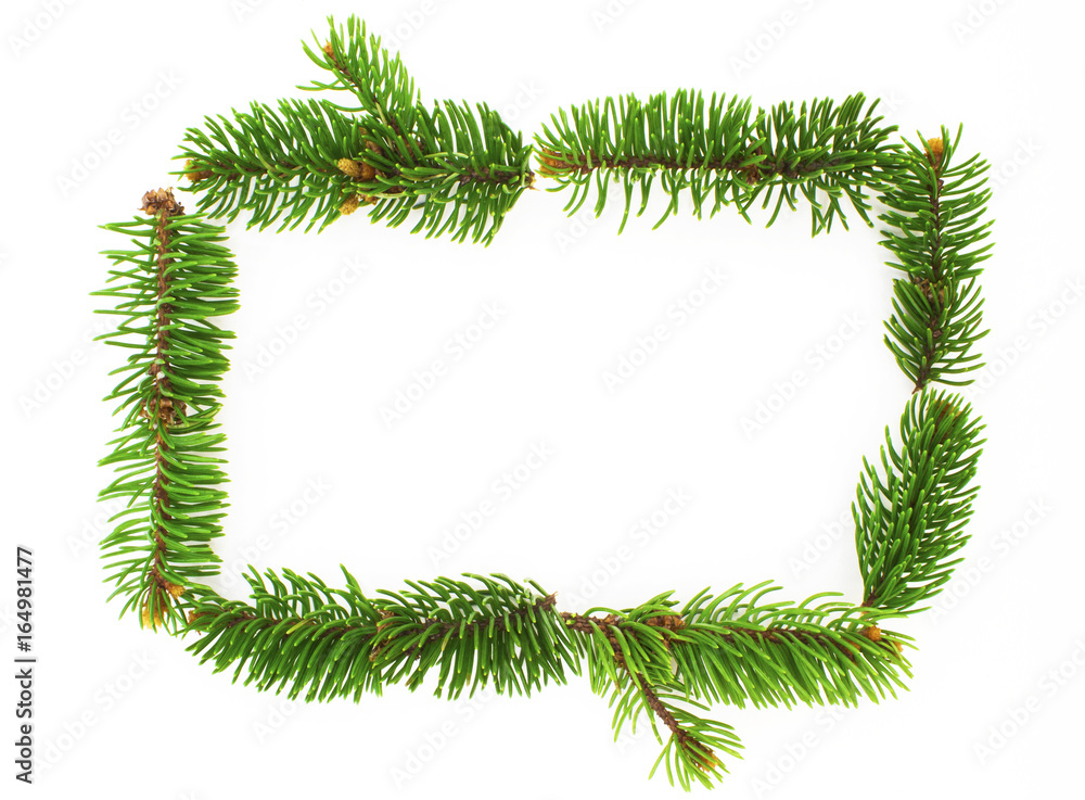 New year frame for congratulations of Christmas tree branches