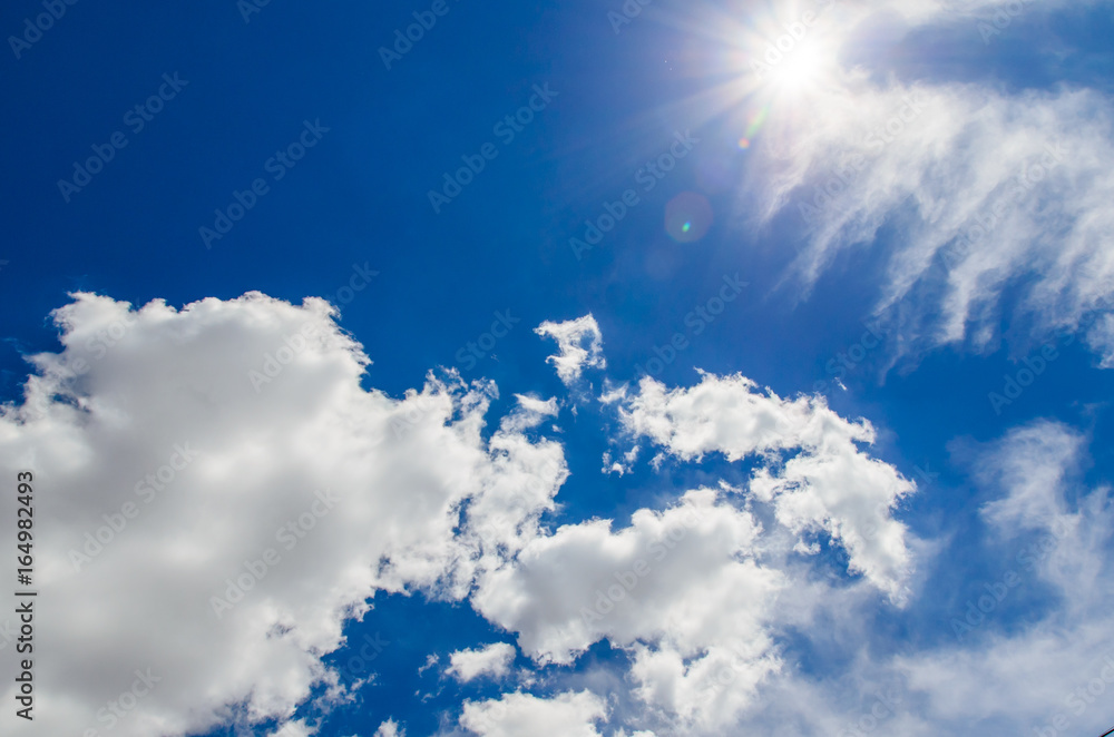 White clouds in deep blue sky White clouds in deep blue sky