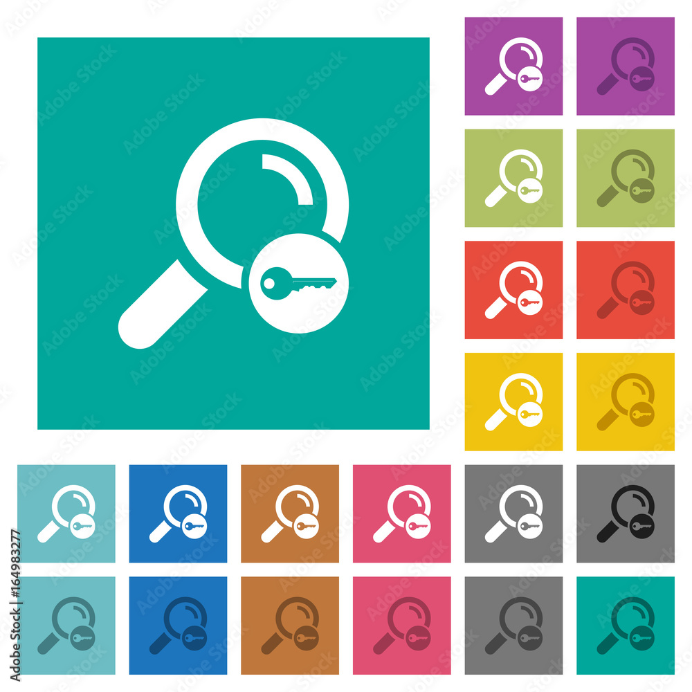 Secure search square flat multi colored icons Secure search square flat multi colored icons