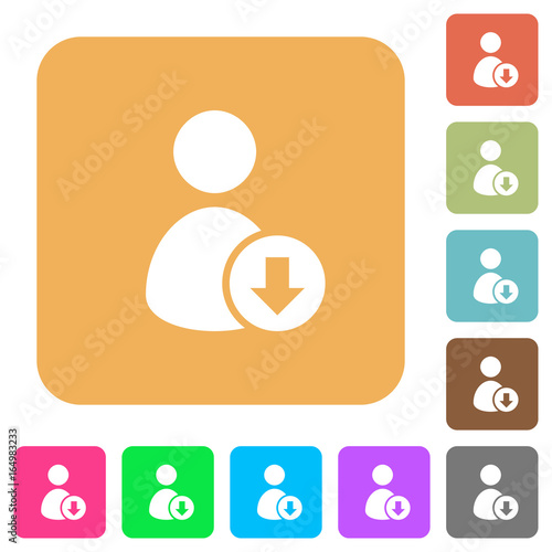 Move down user rounded square flat icons