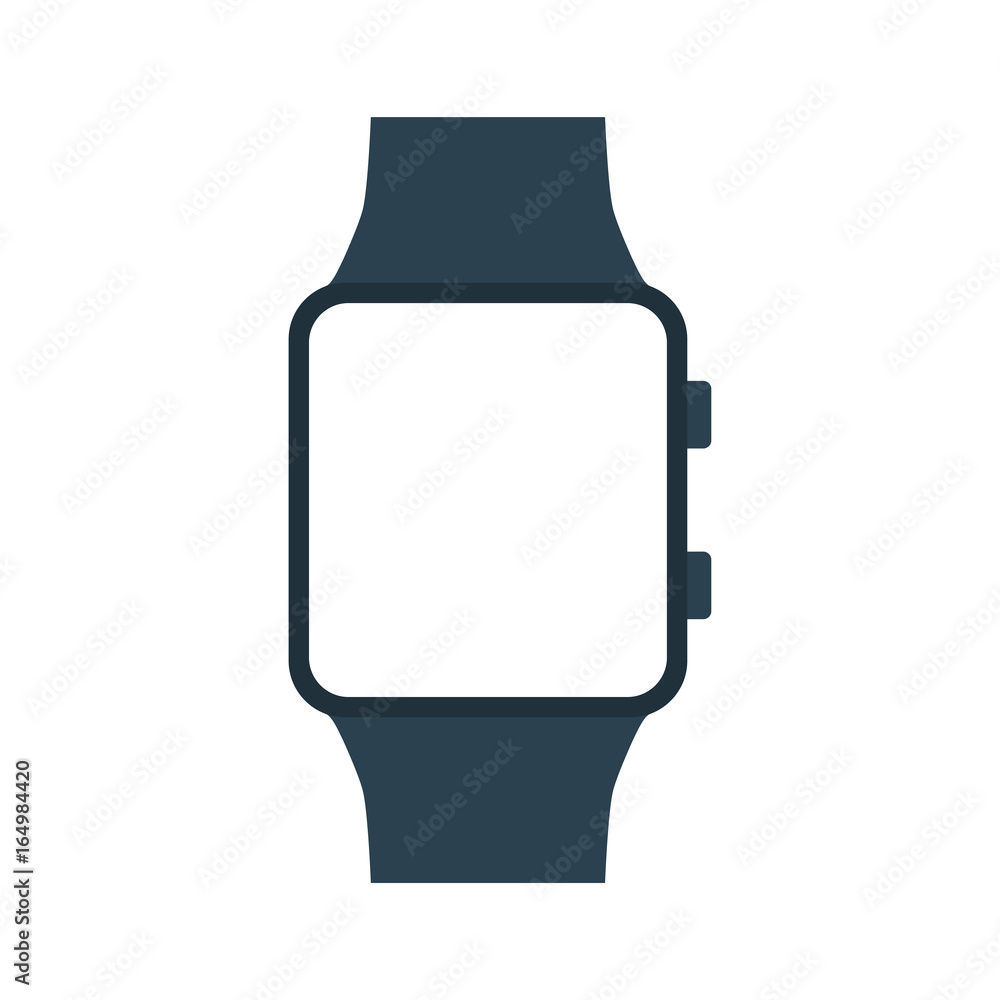 Modern electrical smart watch with white blank screen set. Flat style icon. Vector illustration Modern electrical smart watch with white blank screen set. Flat style icon. Vector illustration