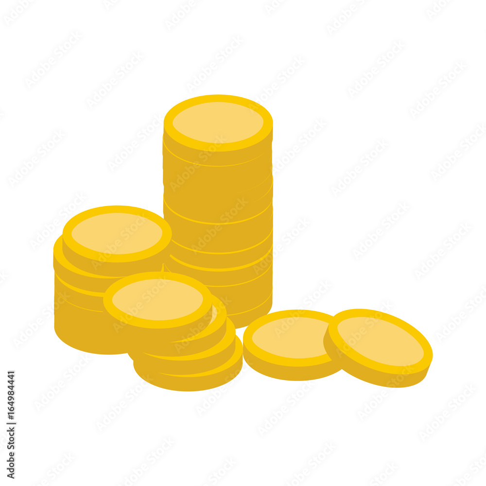 Pile of gold coins with no sign on coins isolated on a white background. Money, saving. Vector illustration Pile of gold coins with no sign on coins isolated on a white background. Money, saving. Vector illustration
