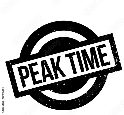Peak Time rubber stamp. Grunge design with dust scratches. Effects can be easily removed for a clean, crisp look. Color is easily changed.