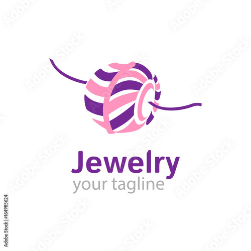 Vector logo template for jewelry shop or store. Illustration of striped bead on string. EPS10. Design element for jewel. Simple and modern logotype.