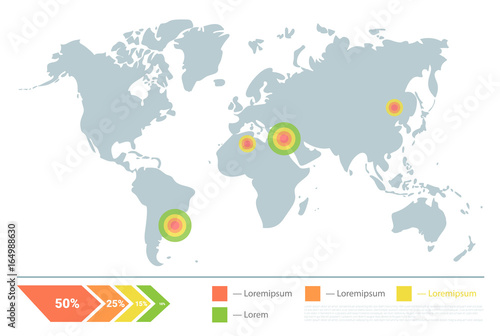 World map. Geographical infographic. Immigration routes infographic template.