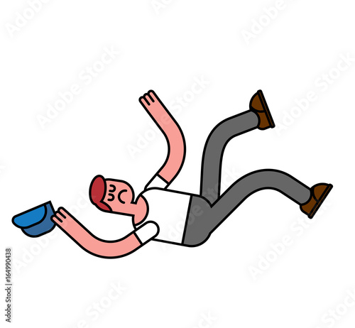 guy fall isolated. Man falling. Pain and discontent
