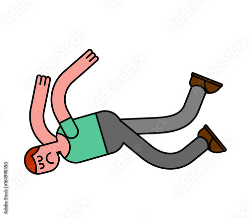 guy fall isolated. Man falling. Pain and discontent