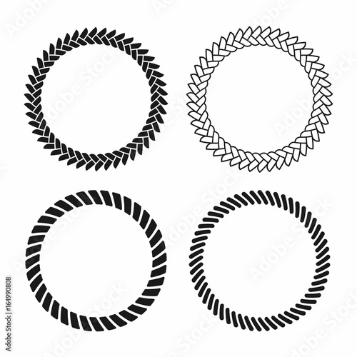 Rope frame. Set of round vector frames from nautical rope. Round marine rope for decoration