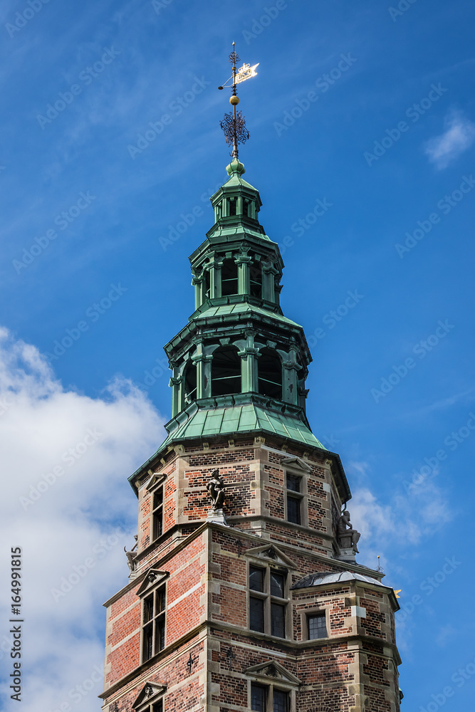 Obraz premium Architectural Details of Medieval Rosenborg Castle. Rosenborg Castle was built by one of the most famous Scandinavian kings, Christian IV, in the early 17th century. Copenhagen, Zealand, Denmark.