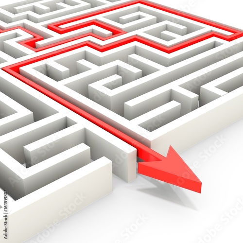 3d maze with red arrow