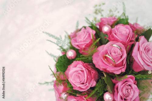 Wedding bouquet of pink roses