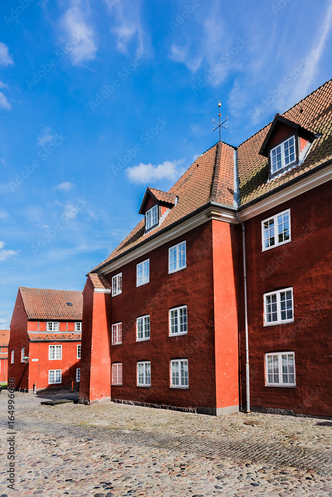 Red Storehouses at Kastellet. Copenhagen Citadel (Kastellet) dates from 1624, was founded by King Christian IV. Denmark. Kastellet is one of best preserved star fortresses in Northern Europe. Red Storehouses at Kastellet. Copenhagen Citadel (Kastellet) dates from 1624, was founded by King Christian IV. Denmark. Kastellet is one of best preserved star fortresses in Northern Europe.